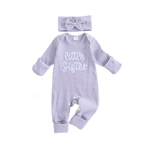 Image of Ayalinggo Nebworn Baby Girl Waffle Knit Romper Long Sleeve Ruffle Butt Onesie Fall Winter Clothes Coming Going Home Outfit