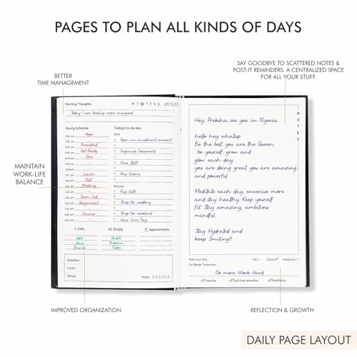 Image of Undated Daily Planner & Organizer | His Ideas | A5 Hardcover with Goal Setting Pages | 100 GSM,260 Pages | 2-Page Daily Layout for Planning & Notes | Activity Tracker