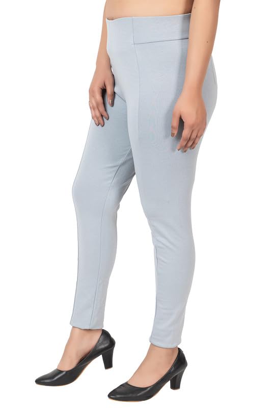 Image of Mlada Slim Fit Jeggings with Elastic Waist Band for Women Office Work Formal Wear Trousers Stretch Cotton Knit High Waist Skinny Fit Jeggings Lycra Pants Travel Comfort Jeggings