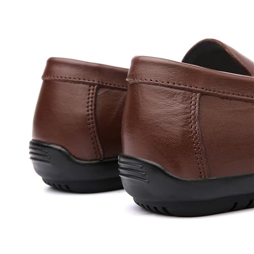 Mens Loafers Leather Solid Color Driving Loafers Comfortable Flat Heel Anti-Slip Classic Slip-ons3