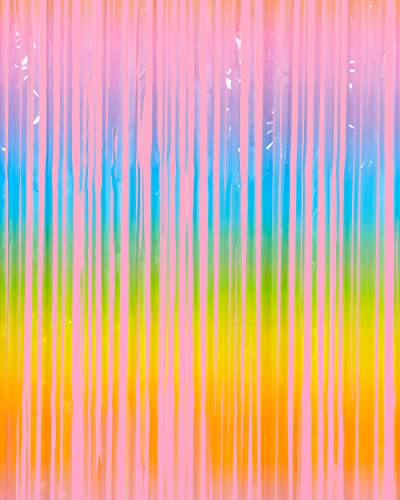Image of xo, Fetti Party Decorations Rainbow Pastel Fringe Foil Curtain - Set of 2 | Bachelorette, Pride, Backdrop, Birthday, Photo Booth