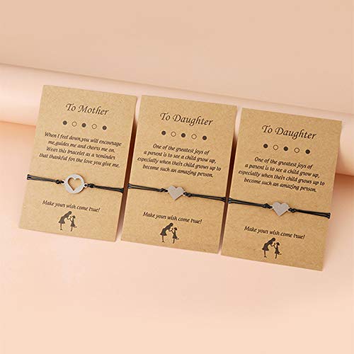Image of COLORFUL BLING Mother Daughter Mommy and Me Heart Wish Bracelets Distance Matching Hollow Heart Horse Promise Promise Bracelet Friendship Jewelry Gifts