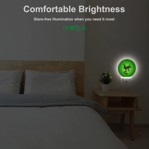 Image of EKOBLA Tree Frog Night Light, Green Leaf Vein Frog Night Lights Plug Into Wall with Auto Sensor for Bedroom and Bathroom