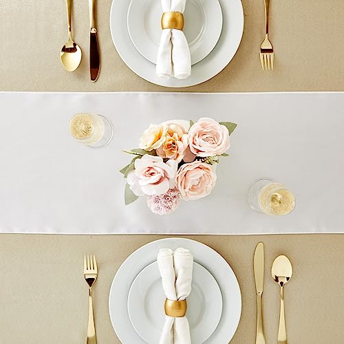 10-Pack White Satin Table Runners For Rectangular And Round Tables, Weddings, Baby Showers, Birthday Parties, Banquets, Events Decorations (White, 108.2X11.8 In) #TOP1