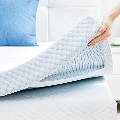 Image of SINWEEK 3 Inch Twin Cooling Memory Foam Mattress Topper for Pressure Relief, Bed Mattress Pad with Cooling Soft Cover and Corner Straps, CertiPUR-US Certified
