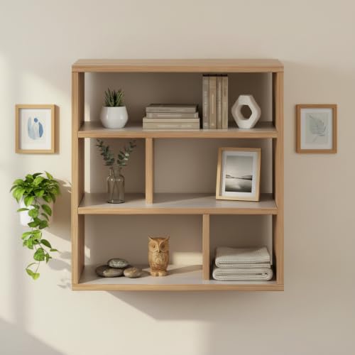 Image of FURNEASER Wall Shelves for Living Room, Hanging Decoration & Corner Display Shelf, Modern & Stylish Bookcase Bookshelf for Home Office Wall Decoration (EN3)