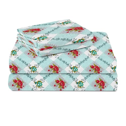 Image of BSB HOME 100% Cotton Double Bed Bedsheet Set | 144 TC Soft & Breathable | Sky Blue Rose Print with 2 Pillow Covers | Wrinkle Free | for Bedroom & Gifting (90 x 90 Inches)