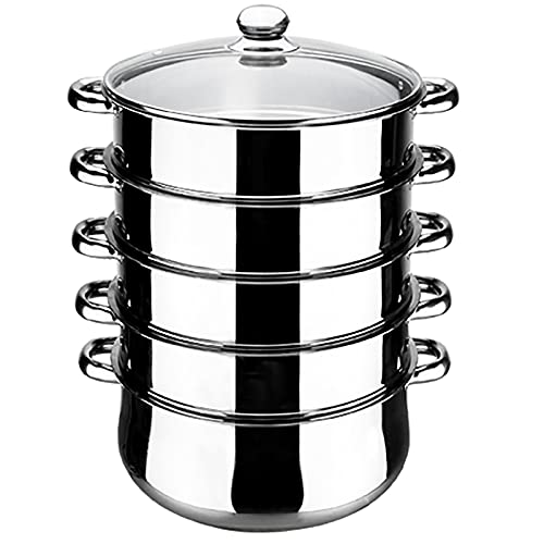 Olla Vaporera De Acero Inoxidable con Doble Fondo, Olla Vaporera Grande para Uso Comercial Y Familiar.,38cm