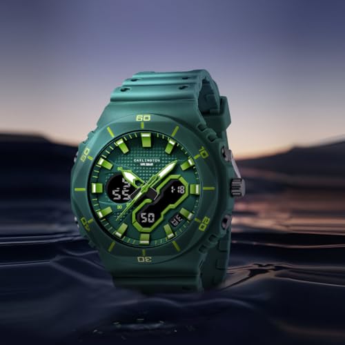 Image of Carlington Velocity Series Analog-Digital Sports Watches for Men and Boys with Alarm, Stopwatch, Backlit Display, Dualtime, Silicone Rubber Strap, Water & Shock Resiatant - CT 8120