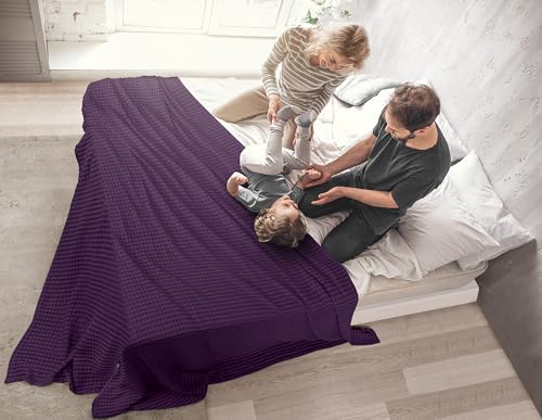 Image of Utopia Bedding 100% Cotton Waffle Weave Blanket King Size for Bed - Lightweight, Breathable Summer Blankets Soft and Cozy, Gifts for Women Home Room Decor (Plum, 90x108 Inch)