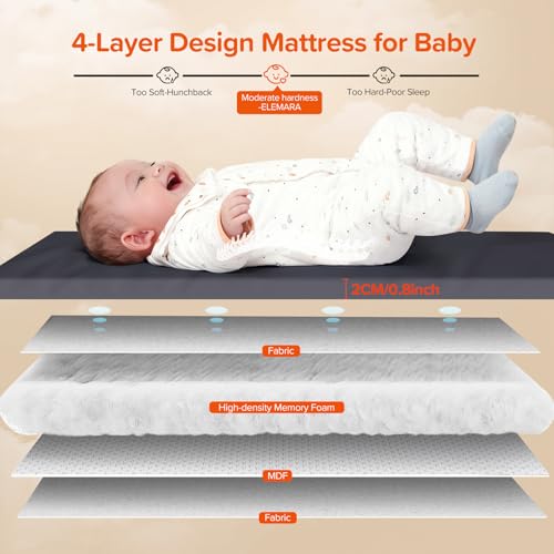 4 in 1 Baby Bassinet Bedside Crib with Diaper Changer, Mattress, 1-Second Set up Bedside Bassinet with 3 Adjustable Height, Portable Crib with Storage/Toy Bar/Zip Door