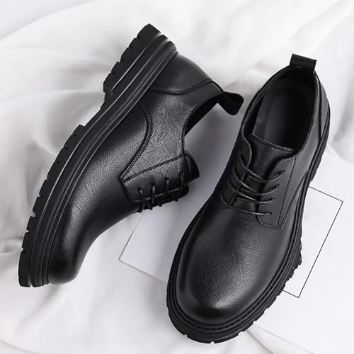 Men's Chunky Leather Big Toe Dress Casual Shoes with Thick Anti-Slip Sole, Business Winter Work Shoes, Comfortable & Breathable Low-Cut Oxford Shoes for Men3