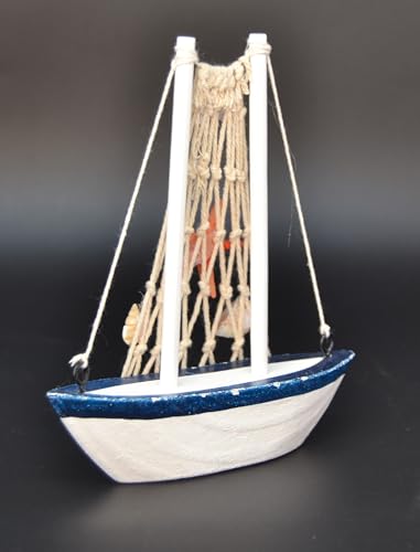 Z&H Seestern - Badzubehör, Miniatur-Schiff mit Muscheln, Dekoration im Seemannsstil, 13 x 11 cm