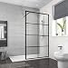 Produktbild Meykoers Walk in Duschwand 90x200cm aus 8mm Sicherheitsglas Duschtrennwand Duschglas Walk-in Duschabtrennung mit Stabilisator und Nano-Beschichtung - Schwarz Karo Rahmen