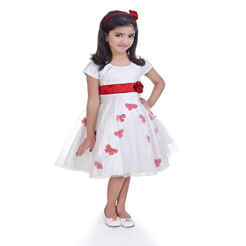Image of Girl's Synthetic a-line Maxi Dress (WLT-1073-10- Olive Green 10-11 Years)