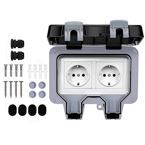 Demoyaya AuÃŸensteckdose IP66 wasserdicht doppelt Doppelsteckdose,...