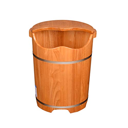 JHDPH Wood Foot Bath Bucket Footbath,Oak Foot Bath Barrel,Smooth and Delicate Pedicure Barrels for Soaking Feet Spa Wooden Tub Foot Care with Lid