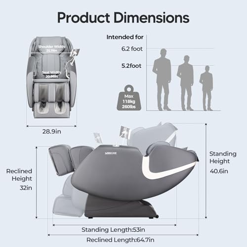 2025 Full Body Zero Gravity Massage Chair, APP Control Shiatsu Massaging Recliner with Foot Roller, Back Heated, Bluetooth Speaker, Touch Screen for Family & Friends