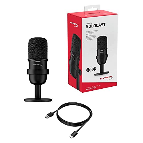 Image of HyperX SoloCast - USB Condenser Gaming Microphone,for PC,PS4,PS5 and Mac,Tap-to-Mute Sensor,Cardioid Polar Pattern,Great for Streaming,Podcasts,Twitch,YouTube,Discord,Black,(Pack of 10)