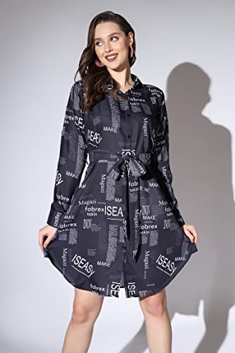 Image of Leriya Fashion Western Dress for Women | Rayon Paper Printed Dresses with Belt | Collared Neck on Button | Knee Length Dresses for Women | Ideal for Outing | Hangouts for Girls