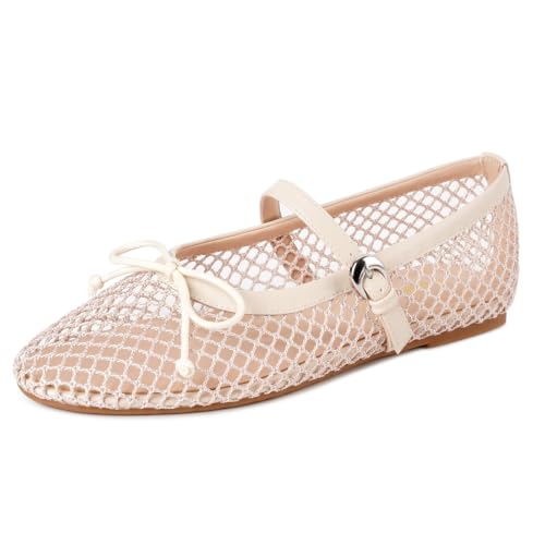 Image of Gothictor Women's Mesh Ballet Flats Round Toe Leopard Mary Jane Shoes Women | Cushioned Comfort, Easy to Style, Buckle Strap, Cheetah Print, Ballerina, Breathable, Wide Width, Non-Slip, Dressy Casual