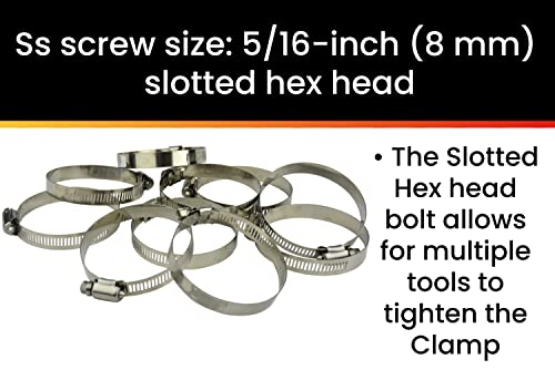 Pro Tie 33011 Sae Size 40 Range 2-1/16-Inch-3-Inch Regular Duty All Stainless Hose Clamp, 10-Pack #TOP3