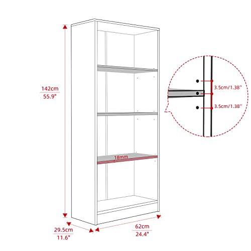 Image of Sunon 4 Shelf Wood Bookcase Freestanding Display Shelf Adjustable Layers Bookshelf for Home Office Library Small Narrow Space (Mahogany, 4-Layers)