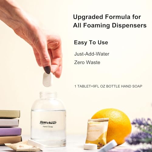 Image of flowcheer Foaming Hand Soap Refill Tablets, 24 Pack, Makes 216 fl oz (24 x 9 fl oz Bottles),Variety Fragrance,Fresh & Clean Handwash, Eco Friendly foam Soap Tablets
