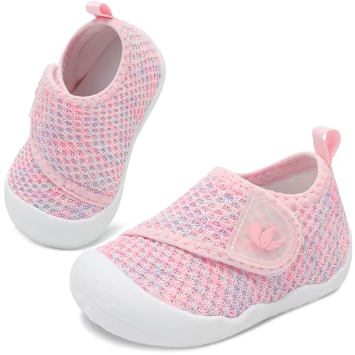 Image of FEETCITY Baby First Walking Shoes Wide Baby Shoes Infant Sneakers Newborn Crib Shoe Barefoot Lightweight Slip On Shoe