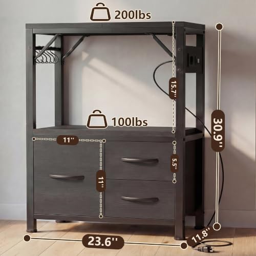 Image of Heybly 10-20Gal Fish Tank Stand with Drawer, Power Outlet,200lb HAS003SBK-1