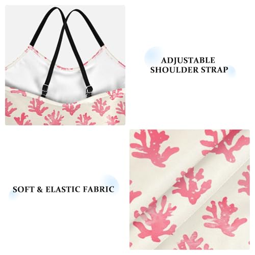 senya Girls Swimsuits One-Piece Swimwear Tie Bathing Suit Beach Summer Round Neck 7-8T Pink Coral Pattern3