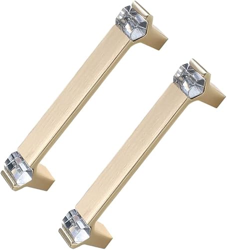 Wotendy 2 Stück Möbelgriffe Gold 96mm Lochabstand, Schrankgriffe Goldene Küchengriffe, Moderne Schubladengriffe Zinklegierung Türgriffe Küche Griffe für Küchenschränke Kommode Cover