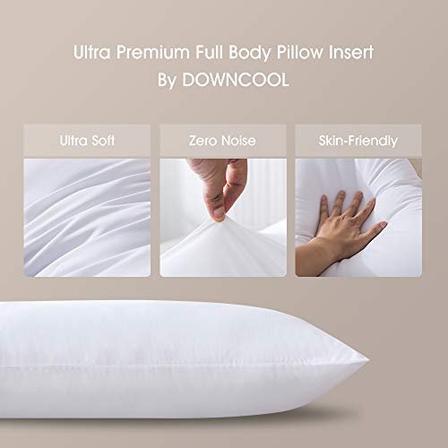 DOWNCOOL 100% Polyester Microfiber Filling Body Pillow Insert for Adults- Soft Long Pillow for Sleeping - 20 x 54 inch - Thumbnail 2