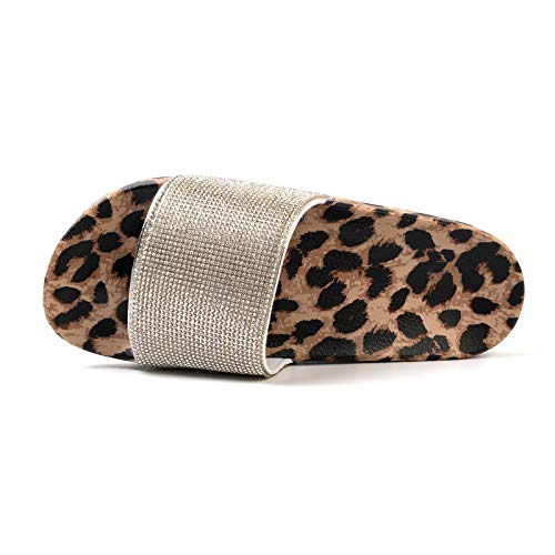 Image of FUNKYMONKEY Women's Slides Rhinestone Glitter Slip On Footbed Platform Sandals