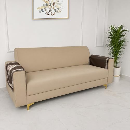 Image of Homerz Premium Waterproof Jasmine Joe Sofa Seat Cover - Floral Printed Sofa Protector | Non-Slip, Washable & Durable Sofa Protector (Coffee, 1 Pair Armrest)