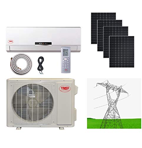 YMGI Ductless Mini Split Air Conditioner 12000 BTU up to 32 SEER Solar Assist Hybrid with Heat Pump with 15 Ft Installation Lineset Without Solar Panel