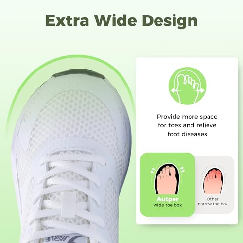 Image of Autper Plantar Fasciitis Shoes Women Walking Arch Support Tennis Casual Athletic Nurse Orthotic Sneakers for Foot Pain Relief