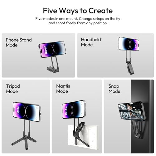 Image of ULANZI MA38 Magnetic Phone Tripod for iPhone, Portable Phone Holder Mini Tripod for Magsafe with Double-Sided 1 /4'' Screw Arca Uka Port Foldable Hook for iPhone 17 /16 /15 /14 /13 /12, Travel Vlog Black