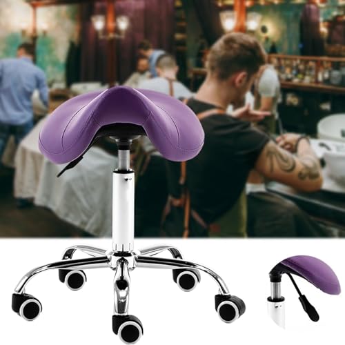 Tabouret de selle réglable et pivotant avec roulettes pour bureau et salon