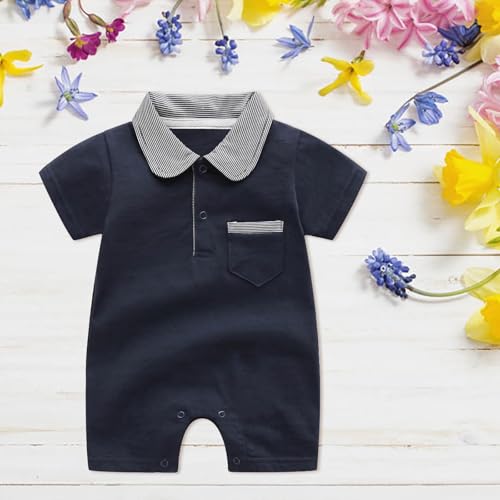 Baby Boy Gentleman Romper Newborn Infant Summer Clothes Short Sleeve Button Jumpsuit Cute Birthday Wedding Outfit2