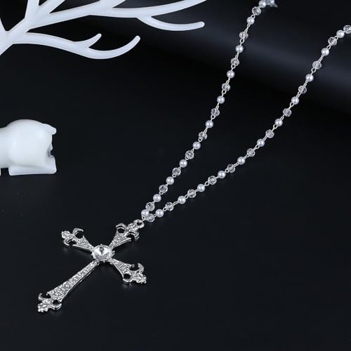 Gothic Cross Necklace for Women Exaggerate Large Cross Pendant Necklace Gothic Layered Choker Necklaces Punk Goth Emo Grunge Y2k Necklaces for Women2