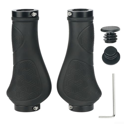 Durashmall Juego de 2 empuñaduras de manillar de bicicleta de montaña de goma antideslizante con tamaños largos y cortos equipados con doble anillo de bloqueo mejorado comodidad de conducción (negro