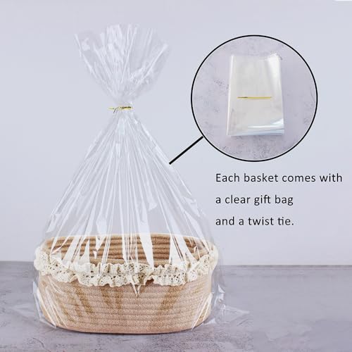 Yimi's Dream Baskets for Gifts Empty, Small Brown Storage Basket for Shelves, Decorative Jute Woven Basket for Nursery, Baby Shower, Christmas, Families (Oval, 12"x 8"x 5") - Image 3