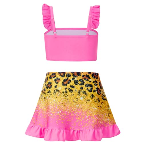 Image of ALISISTER Girls Swimsuit 3 Piece Bathing Suits Summer Bikini Tankini Sets with Cover Up Skirt for 4-12 Years