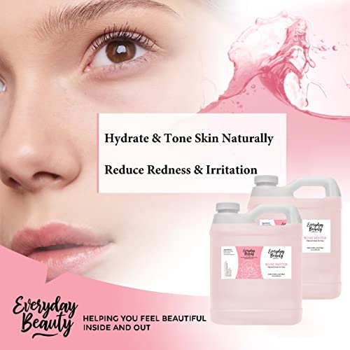 Rose Water Facial Toner Bulk - 64Oz Alcohol-Free Vegan All Natural Refreshing Spray Mist For Face And Hair - Uplifts, Calming & Soothing For All Skin Types #TOP2