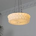 Milk Glass Pendant Light, 14" Mid Century Modern Schoolhouse Hanging Ceiling Light Fixture, Vintage Chandelier for Bedroom, Dining Room,Hallway,Kitchen Island, 4*G9 Dimmable Bulbs Included, 3000K