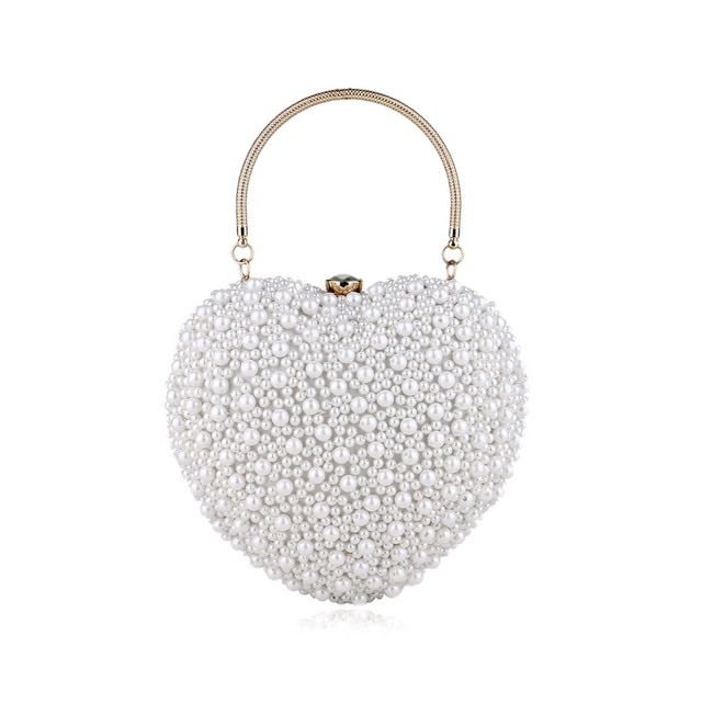 Herz Frauen Tasche Kreative Handgemachte Herz Perle Abend Tasche Schloss Weben Paket Tasche Braut Tasche Über Schulter Braut Dolly Tasche
