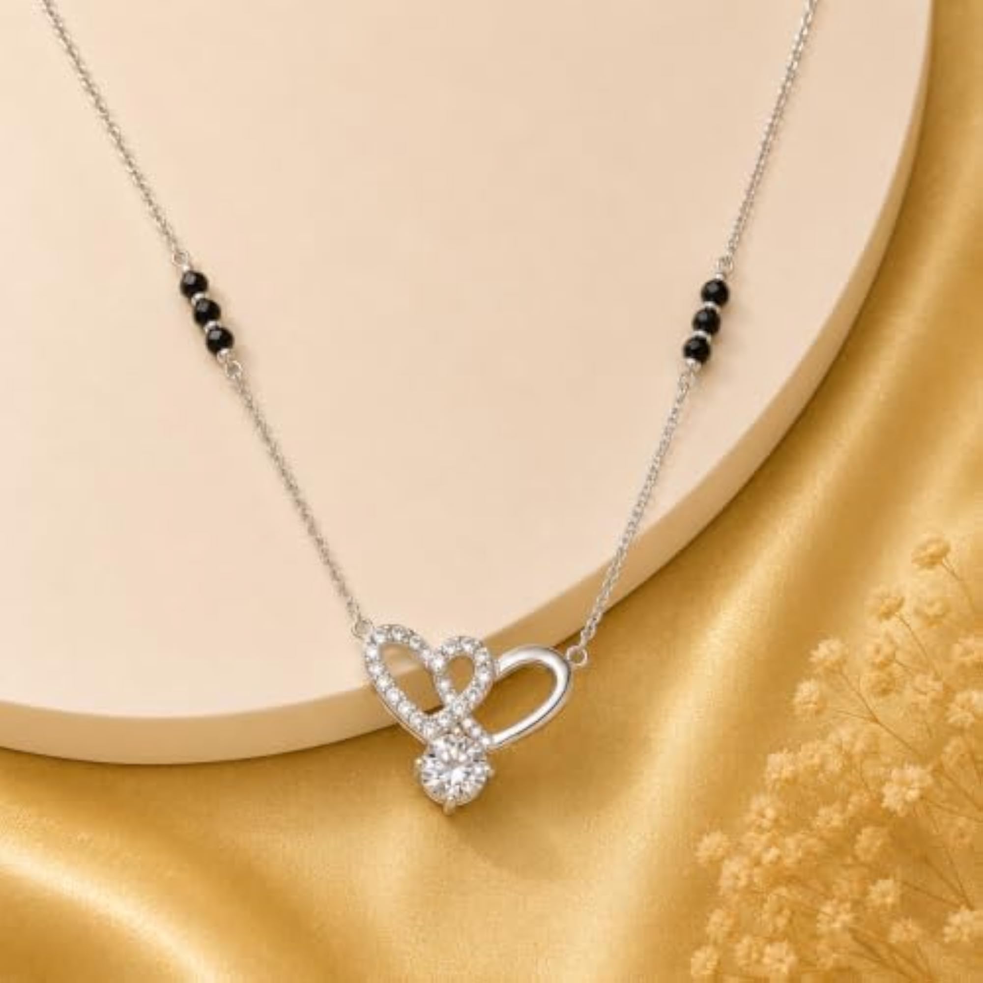 Women's 925 Sterling Silver Twin Heart Mangalsutra