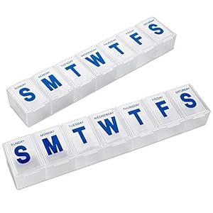 Wekelijkse Pill Organizer – (Pack van 2) Extra grote vitamine container met Jumbo gemakkelijk te lezen letters, BPA-vrij…