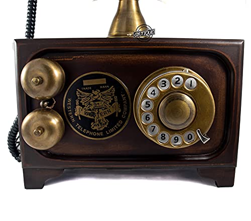 Teléfono de línea fija retro con disco giratorio de latón vintage miniatura 5